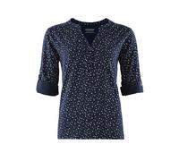 3/4-Arm-Shirt STOOKER WOMEN "MARIE Print Shirt Bluse 3/4-Arm", Damen, Gr. 36/38, blau (navy dot aop), Jersey, 100% Baumwolle, regular fit, V-Ausschnitt, Shirts 3/4-Arm-Shirt, Regular Fit Shirt Bluse B