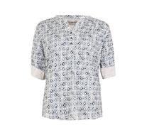 3/4-Arm-Shirt STOOKER WOMEN "MARIE Print Shirt Bluse 3/4-Arm", Damen, Gr. 40/42, blau ikat aop, Jersey, 100% Baumwolle, regular fit, V-Ausschnitt, Shirts 3/4-Arm-Shirt, Regular Fit Shirt Bluse Baumwol