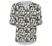 3/4-Arm-Shirt STOOKER WOMEN "MARIE Print Shirt Bluse 3/4-Arm", Damen, Gr. 48/50, grün aop, Jersey, 100% Baumwolle, regular fit, Shirts 3/4-Arm-Shirt, Regular Fit Shirt Bluse Baumwolle Shirt Knopfleist