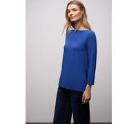 3/4-Arm-Shirt STREET ONE, Damen, Gr. 34, amparo blau, Stoff, 96% Viskose, 4% Elasthan, unifarben, normal lang, U-Boot-Ausschnitt, abgesteppt, Shirts 3/4-Arm-Shirt, mit 3/4 Ärmeln (32122051-34) amparo