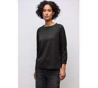 3/4-Arm-Shirt STREET ONE, Damen, Gr. 34, schwarzest braun, Web, 48% Baumwolle, 48% Modal, 4% Elasthan, normal normal, U-Boot-Ausschnitt, abgesteppt, Shirts 3/4-Arm-Shirt, mit Galon-Streifen (49097347-