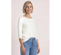 3/4-Arm-Shirt STREET ONE, Damen, Gr. 34, weiß (sanftes weiß), Web, 50% Baumwolle, 50% Modal, unifarben, comfort fit normal, U-Boot-Ausschnitt, normaler Saum, Shirts 3/4-Arm-Shirt, mit U-Boot-Ausschnit