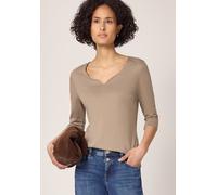 3/4-Arm-Shirt STREET ONE, Damen, Gr. 36, light terra mocha, Web, Obermaterial: 50% Baumwolle, 50% Modal; Futter: 100% Baumwolle, unifarben, comfort fit normal, V-Ausschnitt, normaler Saum, Shirts 3/4-