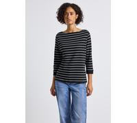 Street One Damen 3227723 Gestreiftes Basic Shirt, Black, 42