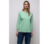 3/4-Arm-Shirt STREET ONE, Damen, Gr. 38, arcadia grün, Web, 100% Baumwolle, gestreift, normal normal, U-Boot-Ausschnitt, abgesteppt, Shirts 3/4-Arm-Shirt, aus reiner Baumwolle (97543627-38) arcadia gr