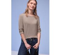 3/4-Arm-Shirt STREET ONE, Damen, Gr. 38, beige (light terra mocha meliert), Jersey, Obermaterial: 95% Viskose, 5% Elasthan, meliert, normal hüftbedeckend, Rundhals, Shirts 3/4-Arm-Shirt, im Melange-Lo