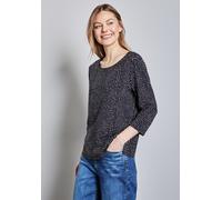 3/4-Arm-Shirt STREET ONE, Damen, Gr. 38, lila (deep tint blau), Stoff, 95% Viskose, 5% Elasthan, gemustert, normal normal, Rundhals, Bündchen, Shirts 3/4-Arm-Shirt, mit 3/4 Ärmeln (51022711-38) deep t