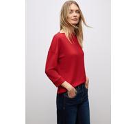 3/4-Arm-Shirt STREET ONE, Damen, Gr. 38, racing rot, Stoff, 48% Viskose, 48% Polyester, 4% Elasthan, unifarben, normal normal, U-Boot-Ausschnitt, elastischer Bund, Shirts 3/4-Arm-Shirt, im Shirt-Style