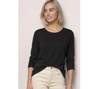 3/4-Arm-Shirt STREET ONE, Damen, Gr. 38, schwarz, Web, 100% Baumwolle, unifarben, comfort fit normal, Rundhals, normaler Saum, Shirts 3/4-Arm-Shirt, mit Rundhalsausschnitt (20423439-38) schwarz