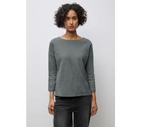 3/4-Arm-Shirt STREET ONE, Damen, Gr. 40, evernight grün, Web, 95% Baumwolle, 5% Elasthan, unifarben, normal normal, U-Boot-Ausschnitt, abgesteppt, Shirts 3/4-Arm-Shirt, aus Baumwolle mit Stretchante (