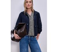3/4-Arm-Shirt STREET ONE, Damen, Gr. 40, shadowed navy, Jersey, Obermaterial: 50% Baumwolle, 50% Modal, gemustert, tailliert hüftbedeckend, V-Ausschnitt, Shirts 3/4-Arm-Shirt, im Blusen-Look und mit g