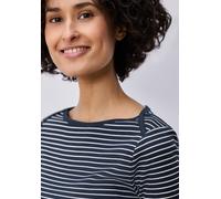 3/4-Arm-Shirt STREET ONE, Damen, Gr. 40, shadowed navy, Web, 96% Baumwolle, 4% Elasthan, gestreift, normal normal, U-Boot-Ausschnitt, abgesteppt, Shirts 3/4-Arm-Shirt, mit U-Boot-Ausschnitt (55603423-