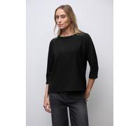 Street One Frauen Glitzerndes Strukturshirt in Schwarz, Gr: 42