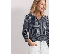 Street One Damen 3/4-Arm-Shirt Split Neck mit Print Blau Größe 42