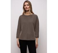 Street One Strickpullover Damen Gr. 42 U-Boot-Ausschnitt gemustert schwarz-braun hüftbedeckend