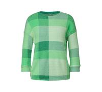 3/4-Arm-Shirt STREET ONE, Damen, Gr. 44, grün (light spring grün), Stoff, 65% Nylon, 20% Polyester, 15% Viskose, kariert, gerade hüftlang, U-Boot-Ausschnitt, Bündchen, Shirts 3/4-Arm-Shirt, mit 3/4 Är
