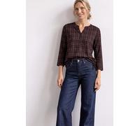 3/4-Arm-Shirt STREET ONE, Damen, Gr. 44, rustic rouge, Jersey, Obermaterial: 50% Baumwolle, 50% Modal, gemustert, lässig geschnitten hüftbedeckend, V-Ausschnitt, abgesteppte Kante, Shirts 3/4-Arm-Shir
