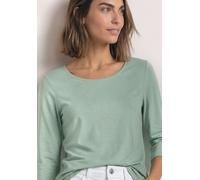 3/4-Arm-Shirt STREET ONE, Damen, Gr. 46, grün (eucalyptus grün), Web, 50% Baumwolle, 50% Modal, unifarben, comfort fit normal, U-Boot-Ausschnitt, normaler Saum, Shirts 3/4-Arm-Shirt, mit U-Boot-Aussch