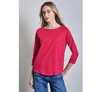 3/4-Arm-Shirt STREET ONE, Damen, Gr. 46, pink (power berry), Web, 100% Baumwolle, unifarben, normal normal, Rundhals, Bündchen, Shirts 3/4-Arm-Shirt, aus reiner Baumwolle (90733521-46) power berry