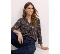 3/4-Arm-Shirt STREET ONE, Damen, Gr. 46, schwarz coffee, Jersey, Obermaterial: 50% Baumwolle, 50% Modal, gemustert, lässig geschnitten hüftbedeckend, V-Ausschnitt, abgesteppte Kante, Shirts 3/4-Arm-Sh
