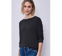 3/4-Arm-Shirt STREET ONE, Damen, Gr. 46, shadowed navy meliert, Stoff, 95% Viskose, 5% Elasthan, unifarben, normal normal, Rundhals, Bündchen, Shirts 3/4-Arm-Shirt, Jersey (62018715-46) shadowed navy 