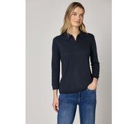 Poloshirt STREET ONE, Damen, Gr. 46, shadowed navy, Jersey, Obermaterial: 50% Baumwolle, 50% Modal, unifarben, tailliert hüftbedeckend, Rundhals, Bündchen, Shirts Poloshirt, mit Zipper (33931327-46)