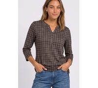3/4-Arm-Shirt STREET ONE, Damen, Gr. 46, silk braun, Jersey, Obermaterial: 50% Baumwolle, 50% Modal, gemustert, lässig geschnitten hüftbedeckend, V-Ausschnitt, abgesteppte Kante, Shirts 3/4-Arm-Shirt,