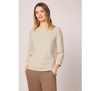 3/4-Arm-Shirt STREET ONE, Damen, Gr. 46, smoke beige, Web, 86% Baumwolle, 12% Polyester, 2% Elasthan, unifarben, comfort fit normal, U-Boot-Ausschnitt, Rippbündchen, Shirts 3/4-Arm-Shirt, mit U-Boot-A