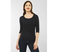 3/4-Arm-Shirt STREET ONE "Style Pania", Damen, Gr. 38, schwarz, Jersey, Obermaterial: 50% Baumwolle, 50% Modal, unifarben, Basic, figurbetont hüftlang, Rundhals, eingesetzt abgesteppt, Shirts 3/4-Arm-