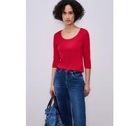 Street One Frauen Basic Shirt mit blickdichter Front in Rot, Gr: 46