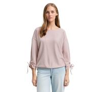 3/4-Arm-Shirt TOM TAILOR DENIM, Damen, Gr. L (40), weiß (small dusty rose weiß stripe), Single Jersey, Obermaterial: 58% Viskose, 38% Polyester, 4% Elasthan, gestreift, loose fit normal, Rundhals, ver