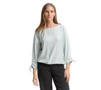 3/4-Arm-Shirt TOM TAILOR DENIM, Damen, Gr. XXL (44), weiß (small mint weiß stripe), Single Jersey, Obermaterial: 58% Viskose, 38% Polyester, 4% Elasthan, gestreift, regular fit normal, Rundhals, verst