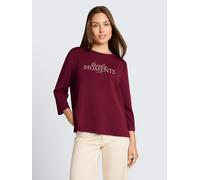 3/4-Arm-Shirt TOM TAILOR "Loose", Damen, Gr. 3XL, preppy plum, Single Jersey, Obermaterial: 53% Modal, 40% Polyester, 7% Elasthan, bedruckt, loose fit hüftbedeckend, Rundhals, abgesteppte Kante, Shirt