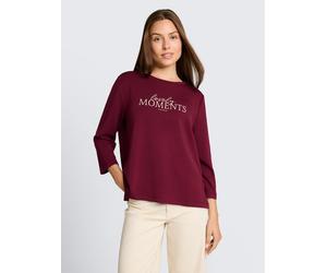 3/4-Arm-Shirt TOM TAILOR "Loose", Damen, Gr. 3XL, preppy plum, Single Jersey, Obermaterial: 53% Modal, 40% Polyester, 7% Elasthan, bedruckt, loose fit hüftbedeckend, Rundhals, abgesteppte Kante, Shirt