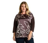 3/4-Arm-Shirt TOM TAILOR PLUS, Damen, Gr. 44, braun (java schwarz braun), Single Jersey, Obermaterial: 100% Polyester, bedruckt, bequem hüftbedeckend, Rundhals, abgesteppte Kante, Shirts 3/4-Arm-Shirt