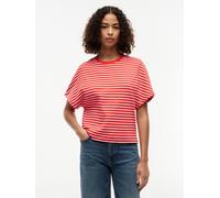 3/4-Arm-Shirt TOMMY HILFIGER "CODY REG BATWING C-NK SS TEE", Damen, Gr. S (36/38), breton fire rot, ecru stp, Single Jersey, Obermaterial: 100% Baumwolle, gestreift, regular fit normal, U-Boot-Ausschn