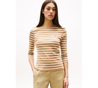 Tommy Hilfiger Damen Langarmshirt New Cody Slim U-Boot-Ausschnitt, Mehrfarbig (Hickory/Ecru STP), L