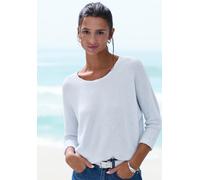 3/4-Arm-Shirt VIVANCE "aus bügelfreiem Waffelstrick", Damen, Gr. 32/34, blau (hellblau), Strick, Obermaterial: 64% Polyester, 34% Viskose, 2% Elasthan, Strukturmuster, leicht transparent, unifarben, l