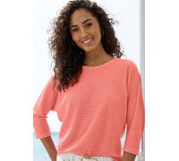 3/4-Arm-Shirt VIVANCE "aus bügelfreiem Waffelstrick", Damen, Gr. 32/34, orange (apricot), Strick, Obermaterial: 64% Polyester, 34% Viskose, 2% Elasthan, Strukturmuster, leicht transparent, unifarben,