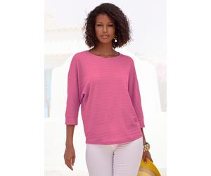 3/4-Arm-Shirt VIVANCE "aus bügelfreier Crêpe-Qualität", Damen, Gr. 32/34, pink, Crêpe, Obermaterial: 98% Polyester, 2% Elasthan, unifarben, lässig geschnitten normal, Rundhals, Fledermausärmel breiter