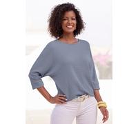 3/4-Arm-Shirt VIVANCE "aus bügelfreier Crêpe-Qualität", Damen, Gr. 40/42, blau (rauchblau), Cru00eape, Obermaterial: 98% Polyester, 2% Elasthan, unifarben, modisch, lässig geschnitten normal, Rundhals