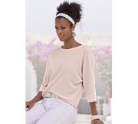 3/4-Arm-Shirt VIVANCE "aus bügelfreier Crêpe-Qualität", Damen, Gr. 40/42, rosa (rose), Crêpe, Obermaterial: 98% Polyester, 2% Elasthan, unifarben, lässig geschnitten normal, Rundhals, Fledermausärmel