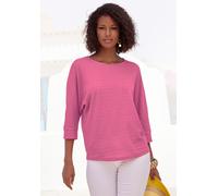 3/4-Arm-Shirt VIVANCE "aus bügelfreier Crêpe-Qualität", Damen, Gr. 44/46, pink, Crêpe, Obermaterial: 98% Polyester, 2% Elasthan, unifarben, lässig geschnitten normal, Rundhals, Fledermausärmel breiter
