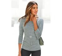 3/4-Arm-Shirt VIVANCE "mit modischer Melange-Struktur", Damen, Gr. 44/46, grün (mint), Jersey, Obermaterial: 55% Polyester, 42% Viskose, 3% Elasthan, meliert, bequem, Rundhals, Shirts 3/4-Arm-Shirt, a