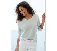 3/4-Arm-Shirt VIVANCE "mit sommerlicher Waffelstruktur", Damen, Gr. 40/42, grün (mint), Strick, Obermaterial: 64% Polyester, 34% Viskose, 2% Elasthan, Strukturmuster, leicht transparent, unifarben, lä