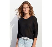 3/4-Arm-Shirt VIVANCE "mit Waffelstruktur", Damen, Gr. 44/46, schwarz, Strick, Obermaterial: 64% Polyester, 34% Viskose, 2% Elasthan, Strukturmuster, transparent, unifarben, lässig geschnitten, Rundha