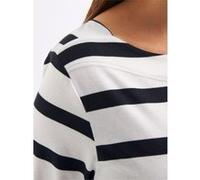 Sheego 3/4-Arm-Shirt mit Ringeln und Front-Patches 48/50 weiß-schwarz-geringelt