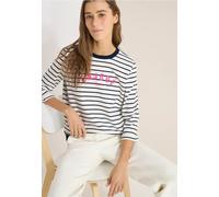 Sweatshirt CECIL, Damen, Gr. XL (44), universal blau, Web, 65% Baumwolle, 35% Polyester, gestreift, comfort fit, Rundhals, abgesteppt, Sweatshirts Sweatshirt, Rundhalsausschnitt (87215925-XL) universa