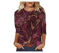 3/4 Arm Tshirt Damen Teenager Mädchen Elegant Tshirt Oversize Lose T-Shirt Oberteile Freizeit 3/4 Arm Tops Bluse Tunika Langarm Frühling Herbst Langarmshirt Blusentops Blusenshirt