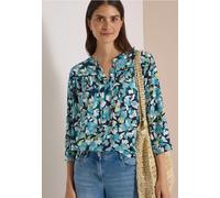 Shirtbluse CECIL, Damen, Gr. L (42), bunt (urban dunkelblau), Stoff, 100% Viskose, gemustert, klassisch normal, Rundhals, Bündchen, Blusen, mit allover Print (73080664-L) urban dunkelblau